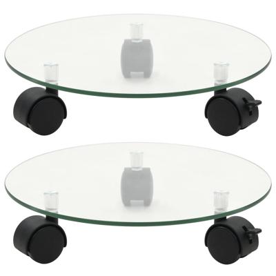 VidaXL Plantenrollers rond 28 cm gehard glas 2 st