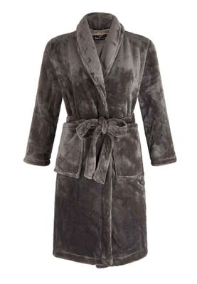 Grijze kinderbadjas fleece-M (7-8 jaar)