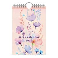 Weekkal 26 lannoo flowers watercolour 7dn/1p roze