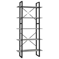 The Living Store Boekenkast - Betongrijs - 80 x 30 x 105 cm - Bewerkt hout en metaal