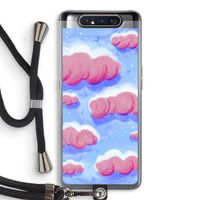 Roze wolken met vogels: Samsung Galaxy A80 Transparant Hoesje met koord