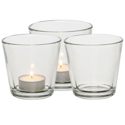 Theelichthouder - 3x - 7,5 cm - transparant - glas - waxinelichthouder - kaarsenhouder