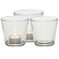 Theelichthouder - 3x - 7,5 cm - transparant - glas - waxinelichthouder - kaarsenhouder