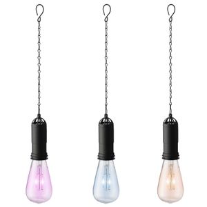 Set van 3x stuks blauwe, oranje en roze solar tuinverlichting hanglampen kunststof 20 cm