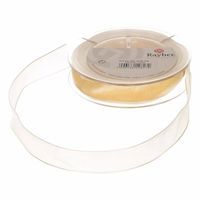 1x Creme organzalint rollen 1,5 cm x 10 meter cadeaulint/kadolint verpakkingsmateriaal - Cadeaulinten