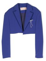 Elisabetta Franchi La Mia Bambina blazer crop à détail de logo - Bleu - thumbnail