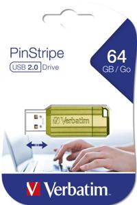 Verbatim Store n Go Pinstripe USB 2.0 Eucalyptus Green 64GB - USB-Stick - 64 GB USB flash drive USB Type-A Blauw