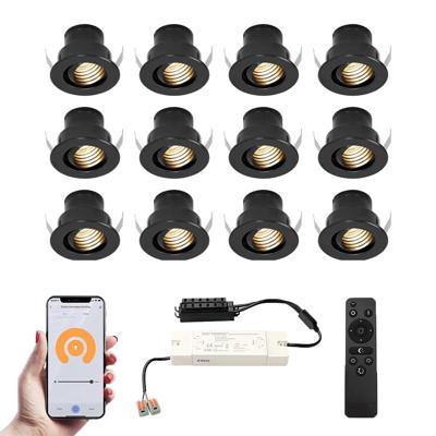 Set van 12 Medina Smart LED Mini Inbouwspots - Veranda spots - 12V 3W 150lm - Dimbaar - Kantelbaar - Wifi & Bluetooth - 2700K - IP44 - Zwart Set van 12 Medina Smart LED Mini Inbouwspots - Veranda spots - 12V 3W 150lm - Dimbaar - Kantelbaar - Wifi & Bluetooth - 2700K - IP44 - Zwart
