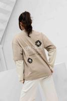 Jorcustom Flowers Double Layered Longsleeve T-Shirt Dames Taupe/Beige - Maat S - Kleur: BeigeTaupe | Soccerfanshop