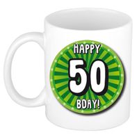 Verjaardag cadeau mok 50 jaar - groen - wiel - 300 ml - keramiek - Sarah/Abraham - thumbnail