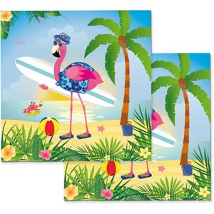 20x Papieren dieren thema met flamingo op het strand tafel servetten 33 x 33 cm   -