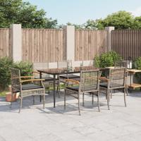 7-delige Tuinset met kussens poly rattan grijs