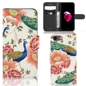 Telefoonhoesje met Pasjes voor iPhone 7 | 8 | SE (2020) | SE (2022) Pink Peacock