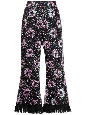 Anna Sui pantalon court à sequins - Noir