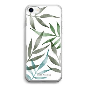 Tropical watercolor leaves: iPhone SE 2020 Transparant Hoesje