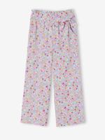 Wijde meisjesbroek met bloemenprint groen