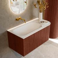 Badmeubel Mondiaz Kurve | 95 cm cm | Meubelkleur Ruby | Wastafelkleur Talc | Solid surface | Wasbak links zijde spoelbak | Zonder kraangat(en)