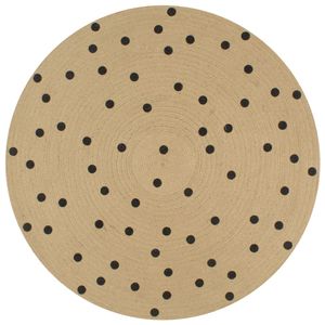 VidaXL Vloerkleed handgemaakt met print polkadot 120 cm jute