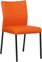 Oranje leren moderne eetkamerstoel Basic - poot vierkant zwart - Toledo Leer Orange (oranje leer)