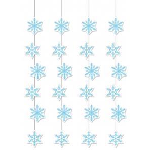 Sneeuwvlokken decoratie slinger 108 cm - 4x stuks - Feestslinger van brandvertragend papier - Winter