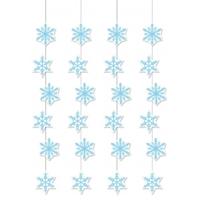 Sneeuwvlokken decoratie slinger 108 cm - 4x stuks - Feestslinger van brandvertragend papier - Winter