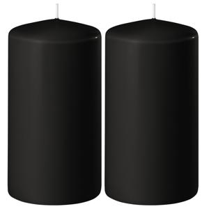 Enlightening Candles Cilinder/stompkaars - 2x - zwart - D8 x H12 cm - 45 branduur