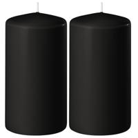 Enlightening Candles Cilinder/stompkaars - 2x - zwart - D8 x H12 cm - 45 branduur