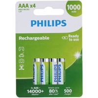 PHILIPS AAA-Batterijen - HR03 Oplaadbare Batterijen - NiMH 1.2V - 500 Keer Herladen - thumbnail