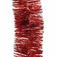 Decoris Kerstslinger - 2x - rood - lametta - 270 cm - glanzend - guirlande - kerstboomslinger