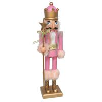 Notenkraker decoratie figuur/beeld - 60 cm - roze - kunststof - kerst