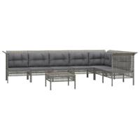 vidaXL 8-delige Loungeset met kussens poly rattan grijs