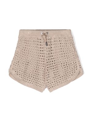Brunello Cucinelli Kids short à sequins - Tons neutres