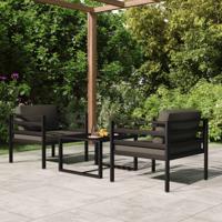 3-delige Loungeset met kussens aluminium antracietkleurig