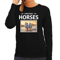 Witte paarden foto sweater zwart voor dames - amazing horses cadeau trui Wit paard liefhebber 2XL  -