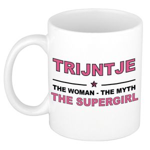 Naam cadeau mok/ beker Trijntje The woman, The myth the supergirl 300 ml   -