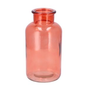 Bloemenvaas melkbus fles model - helder gekleurd glas - koraalroze - D10 x H20 cm