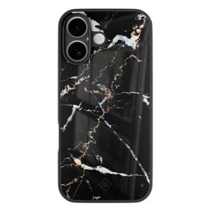 iPhone 16 glazen hardcase - Marmer zwart