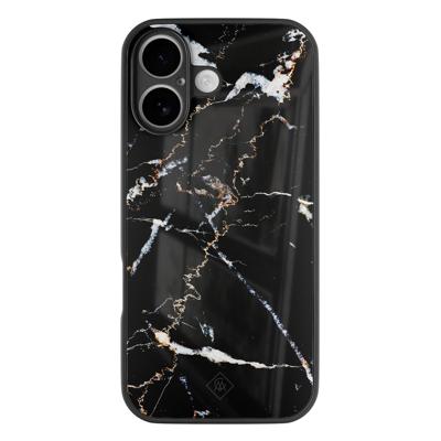 iPhone 16 glazen hardcase - Marmer zwart