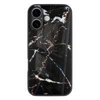 iPhone 16 glazen hardcase - Marmer zwart