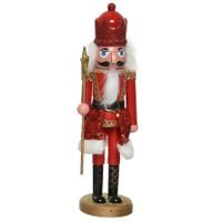 Kerstbeeldje kunststof notenkraker poppetje/soldaat rood 28 cm kerstbeeldjes   -