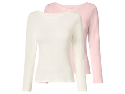 esmara Set van 2 dames longsleeves (Roze/wit, XS (32/34)) esmara Set van 2 dames longsleeves (Roze/wit, XS (32/34))