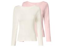 esmara Set van 2 dames longsleeves (Roze/wit, XS (32/34))