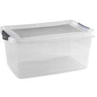 Hega Hogar Opbergbox - 13 liter - 40 x 27 x 19 cm - kunststof - grijs/transparant - deksel