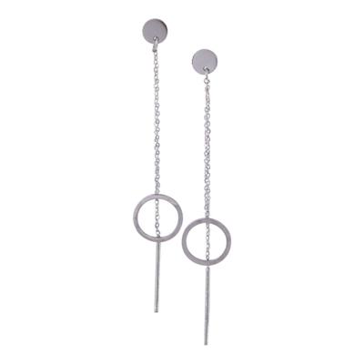 Kalli Hang Oorbellen Cirkel en Staafje Zilver