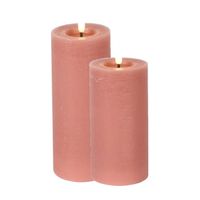 Countryfield LED kaarsen/stompkaarsen set - 2x st- roze - H12,5 en H15 cm - LED kaarsen - thumbnail