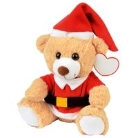 Kerst Knuffel Pluche Beer Lichtbruin Zittend 20 X 19 Cm Speelgoed - Knuffelberen - thumbnail