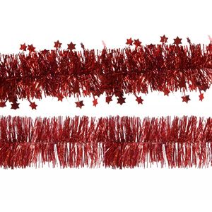 Decoris folie kerstslingers 2x stuks - rood - kunststof - 270 cm