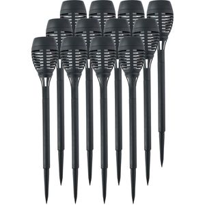 12x Solar tuinlampen fakkels/toortsen met vlam effect 48 cm   -