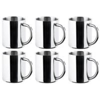 RVS mokken set van 6x - dubbelwandig - Outdoor/camping drink mokken - 200 ml RVS mokken set van 6x - dubbelwandig - Outdoor/camping drink mokken - 200 ml