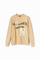 Sweatshirt met tekst en patches - BROWN - S